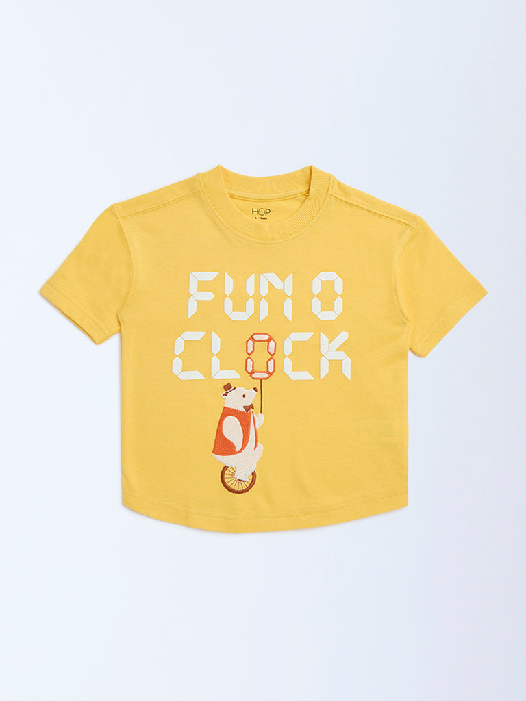HOP Kids Yellow Animal Design Cotton T-Shirt