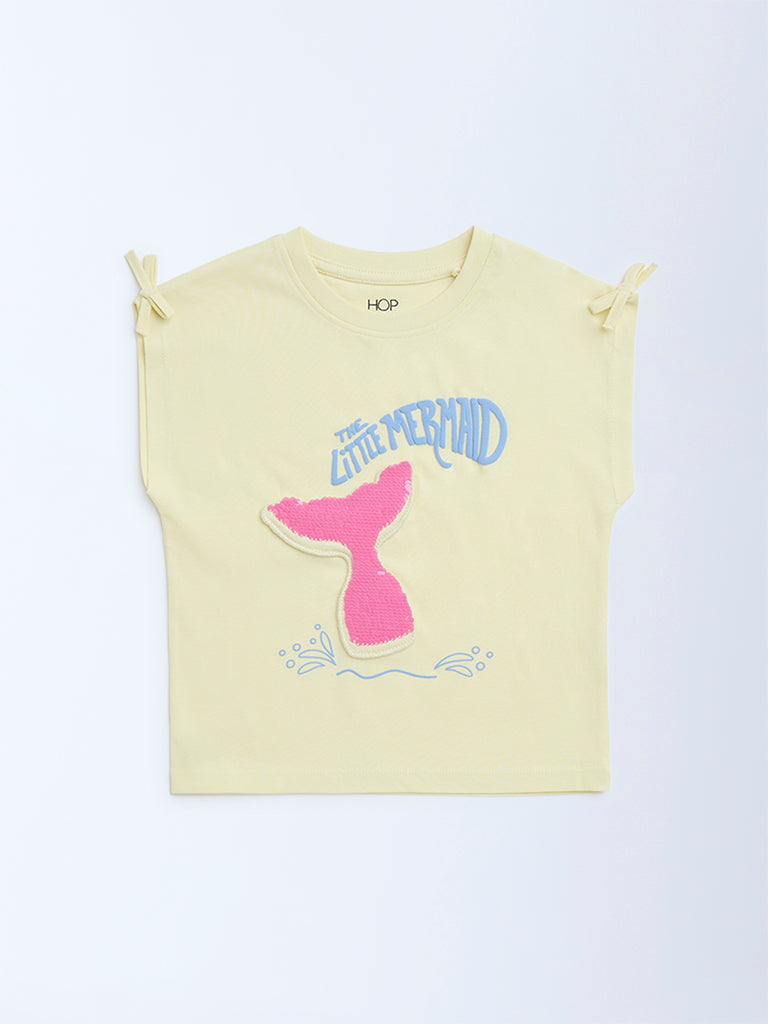 HOP Kids Yellow Embellished Cotton Top
