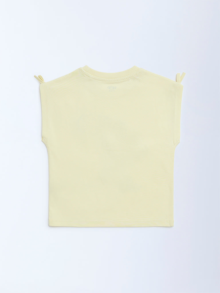 HOP Kids Yellow Embellished Cotton Top