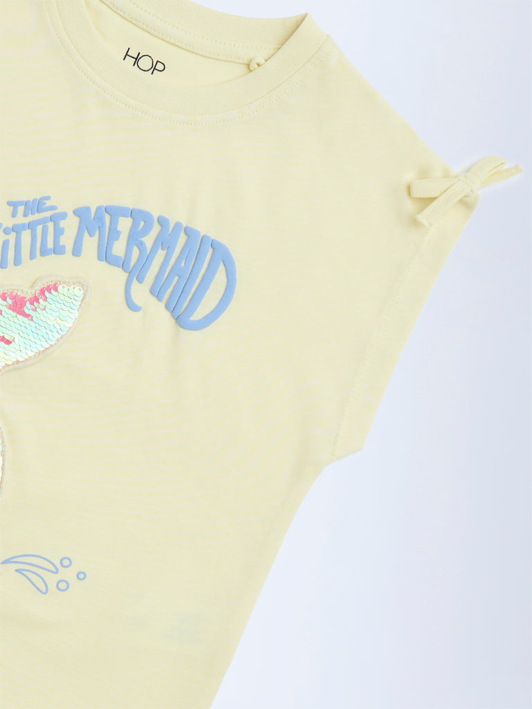 HOP Kids Yellow Embellished Cotton Top