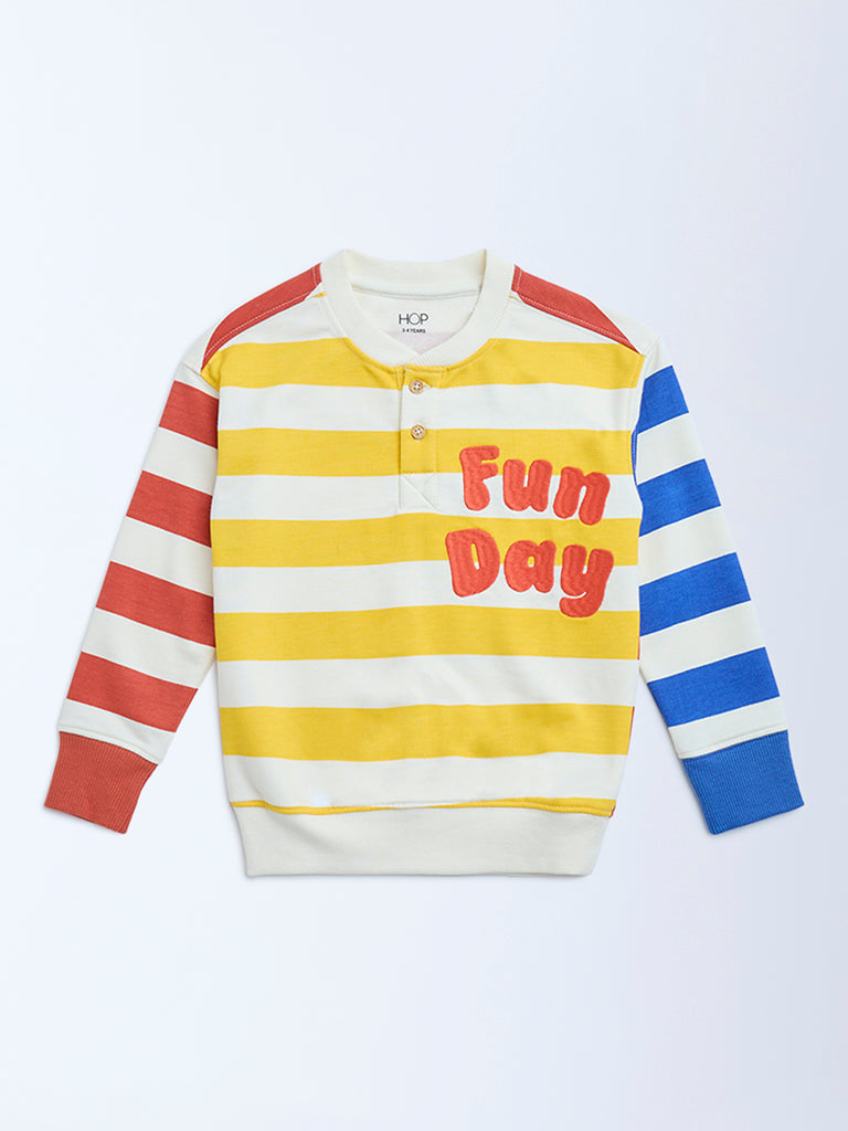 HOP Kids Multicolour Striped Cotton-Blend Sweatshirt