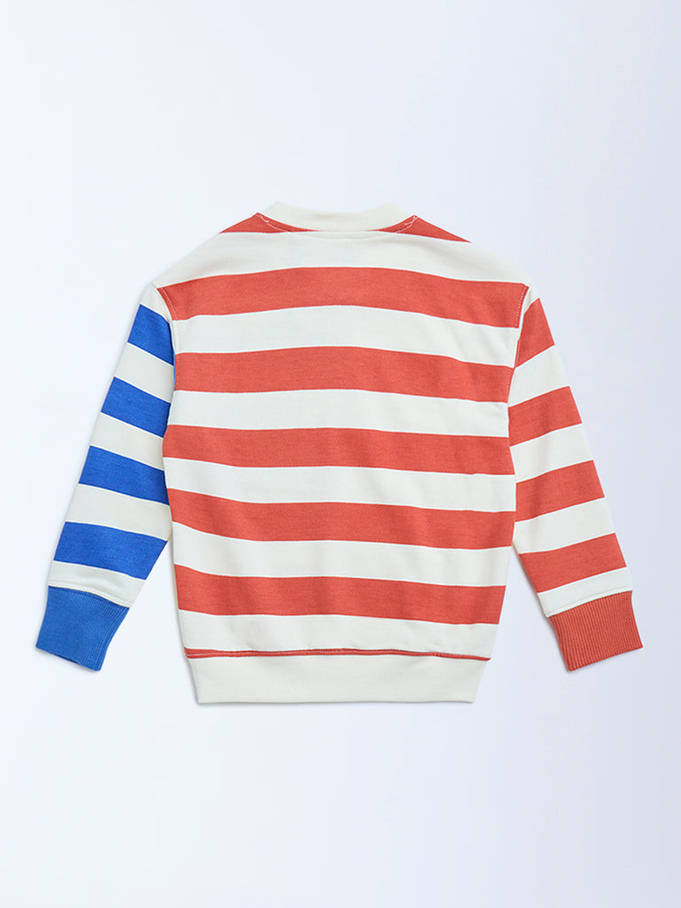 HOP Kids Multicolour Striped Cotton-Blend Sweatshirt