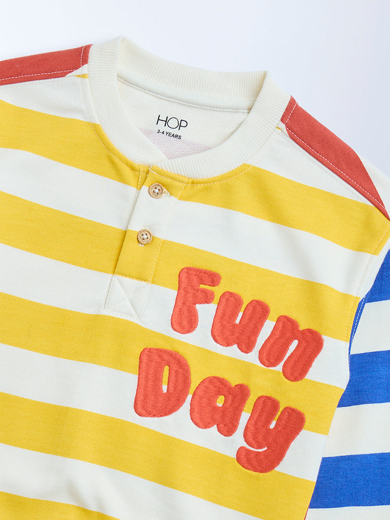 HOP Kids Multicolour Striped Cotton-Blend Sweatshirt