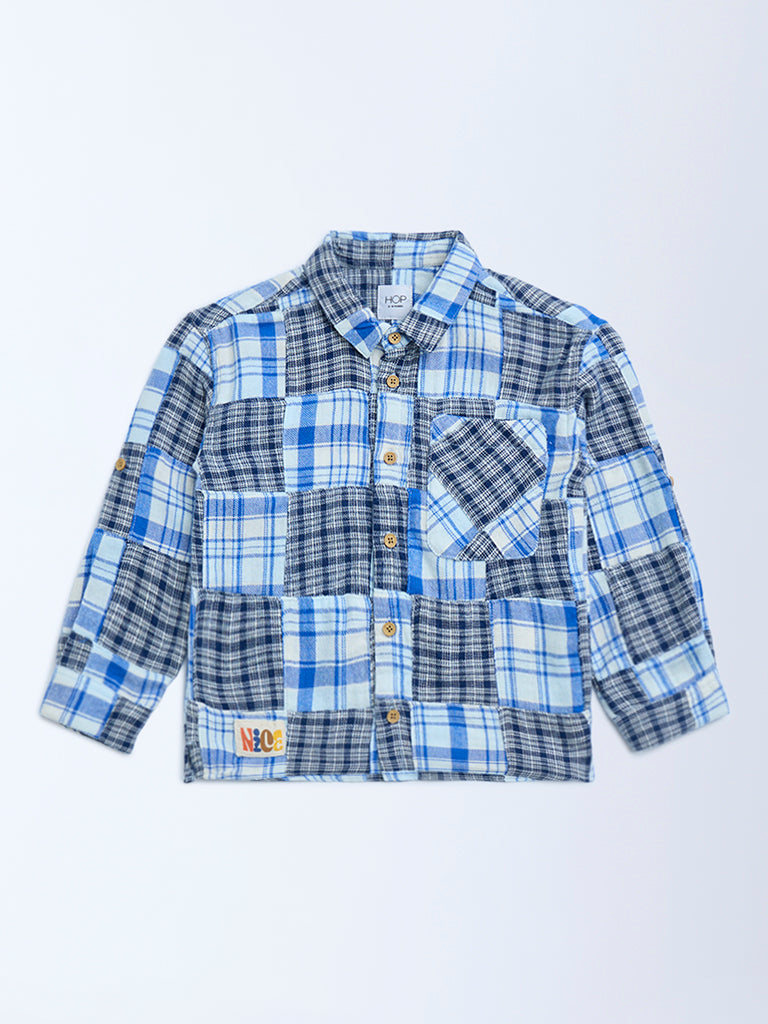 HOP Kids Blue Checks Pattern Cotton Shirt