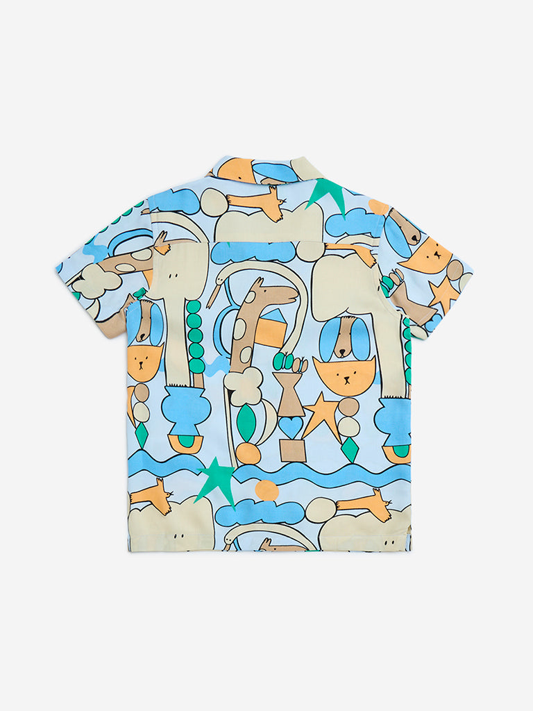 HOP Kids Blue Animal Printed Shirt