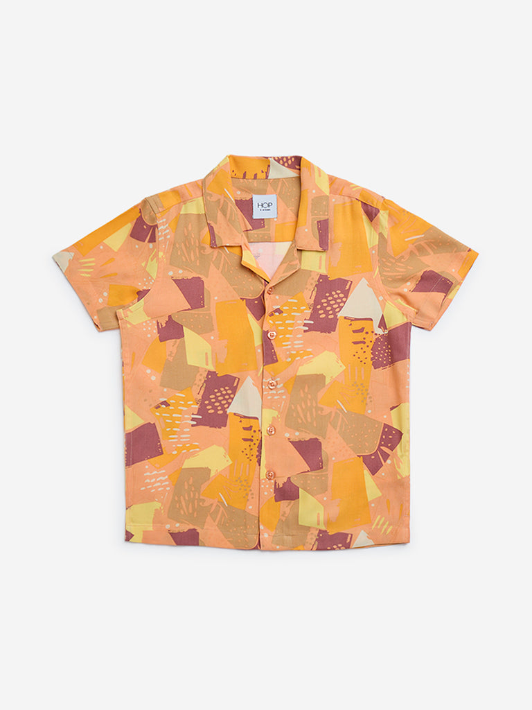 HOP Kids Orange Abstract Patterned Shirt