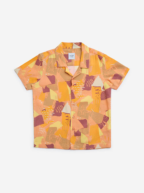 HOP Kids Orange Abstract Patterned Shirt