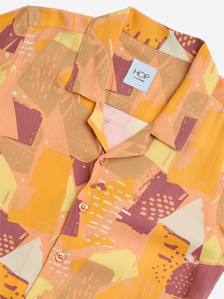 HOP Kids Orange Abstract Patterned Shirt