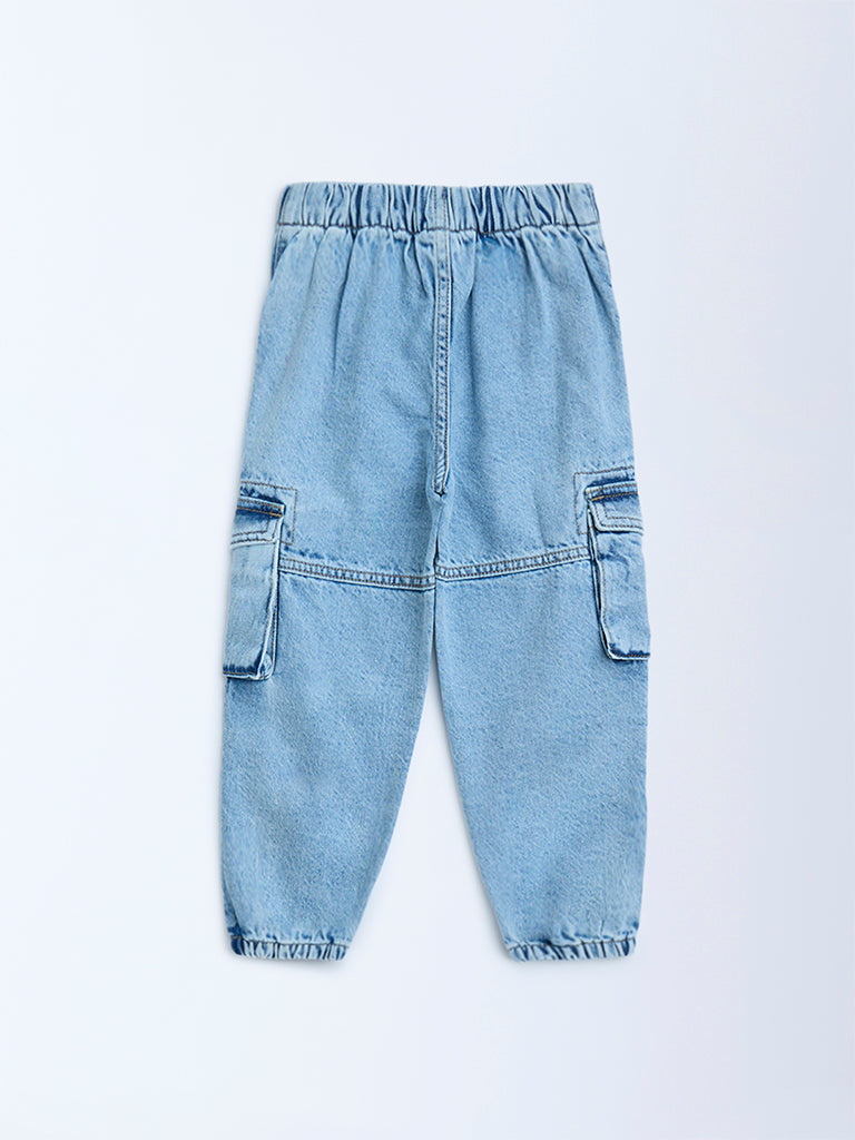 HOP Kids Blue Mid-Rise Jogger-Style Jeans