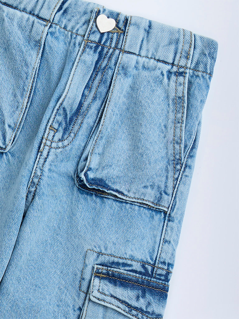 HOP Kids Blue Mid-Rise Jogger-Style Jeans
