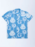 Y&F Kids Blue Abstract Design Resort-Fit Shirt