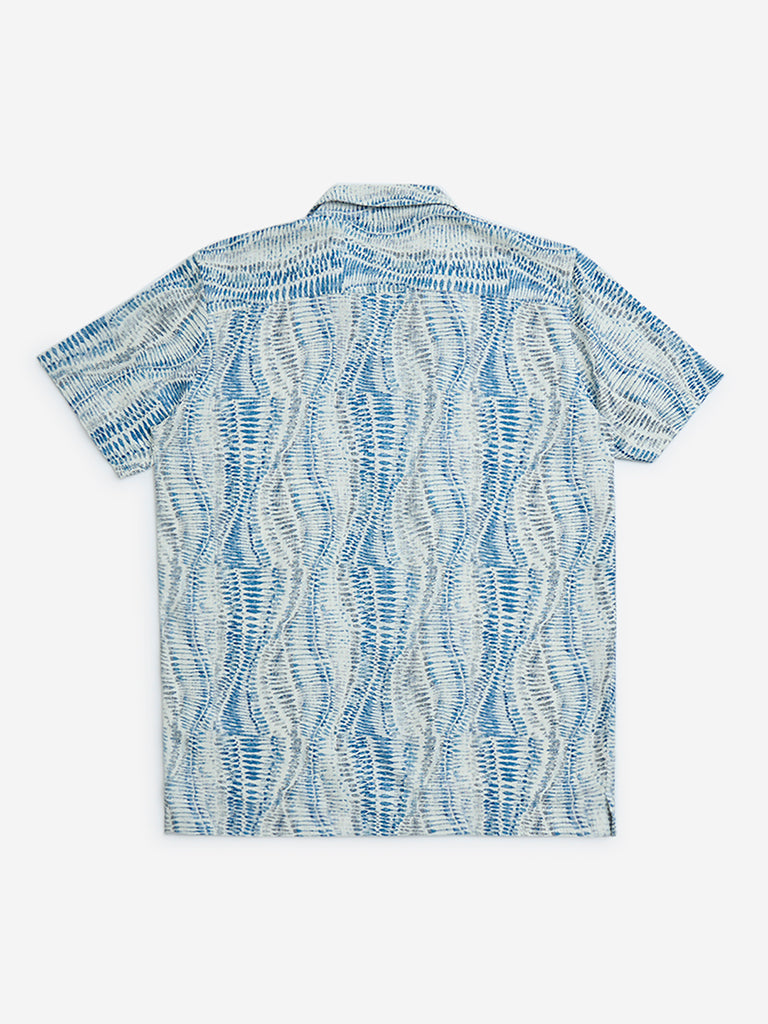 Y&F Kids Blue Abstract Pattern Resort-Fit Shirt