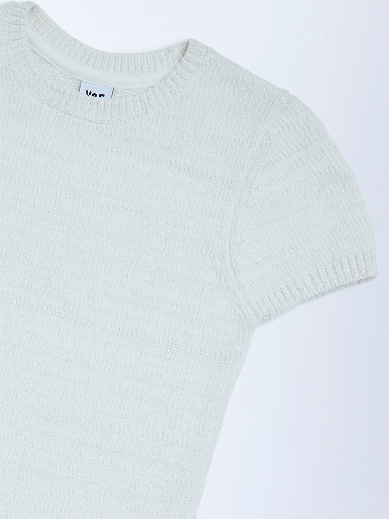 Y&F Kids White Knitted Bodycon Dress