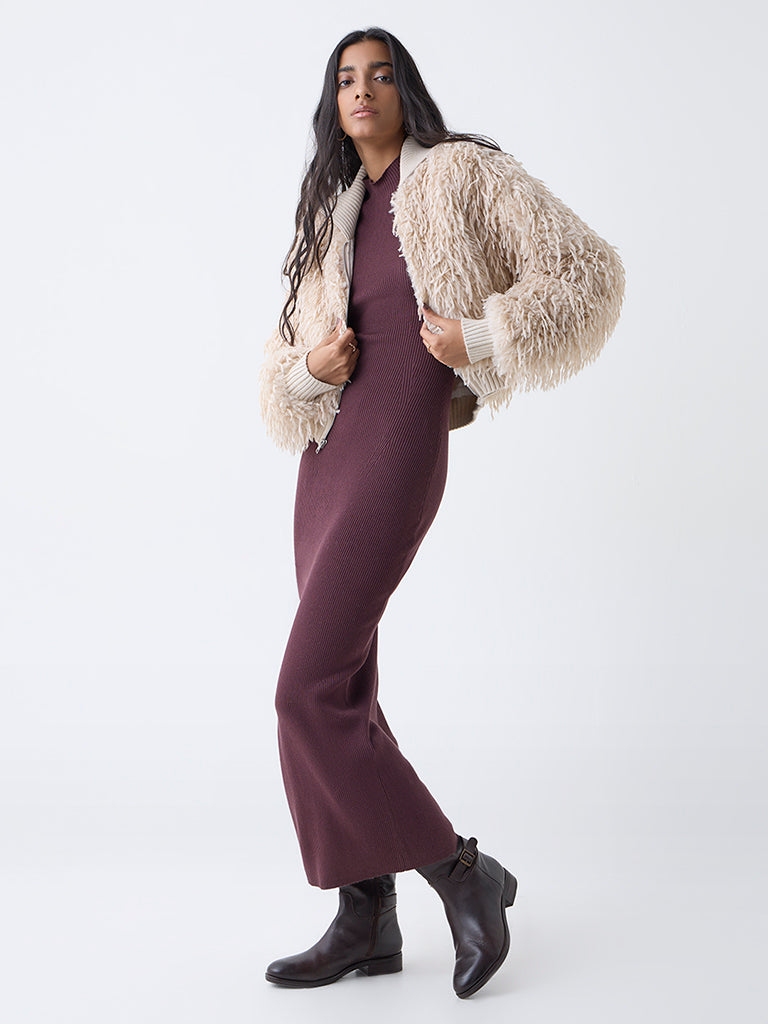 Nuon Beige Faux-Fur Jacket