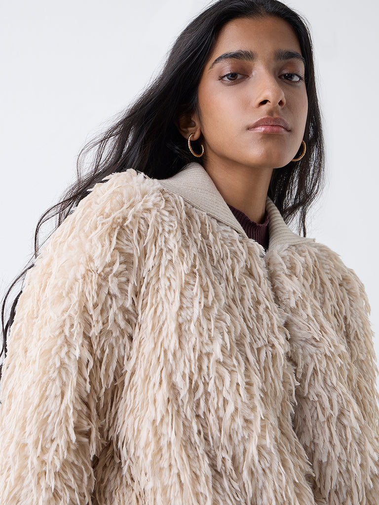 Nuon Beige Faux-Fur Jacket