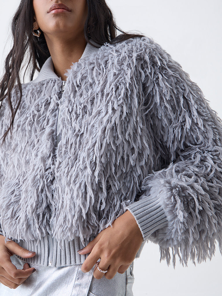 Nuon Grey Faux-Fur Jacket