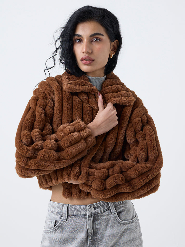 Nuon Brown Faux-Fur Jacket