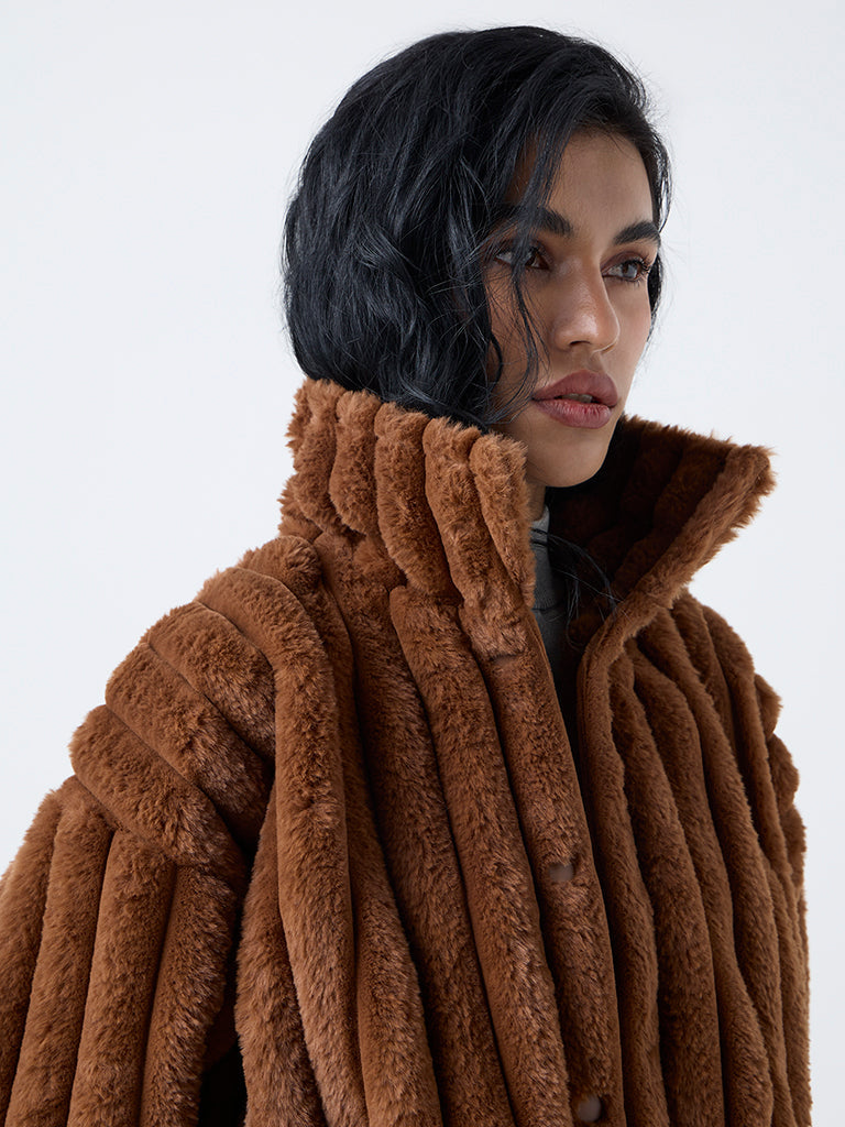 Nuon Brown Faux-Fur Jacket