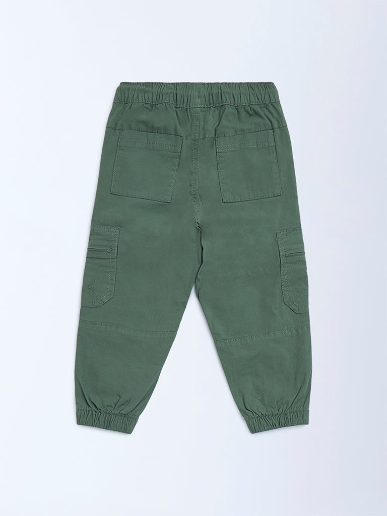 HOP Kids Olive Mid-Rise Cotton Joggers
