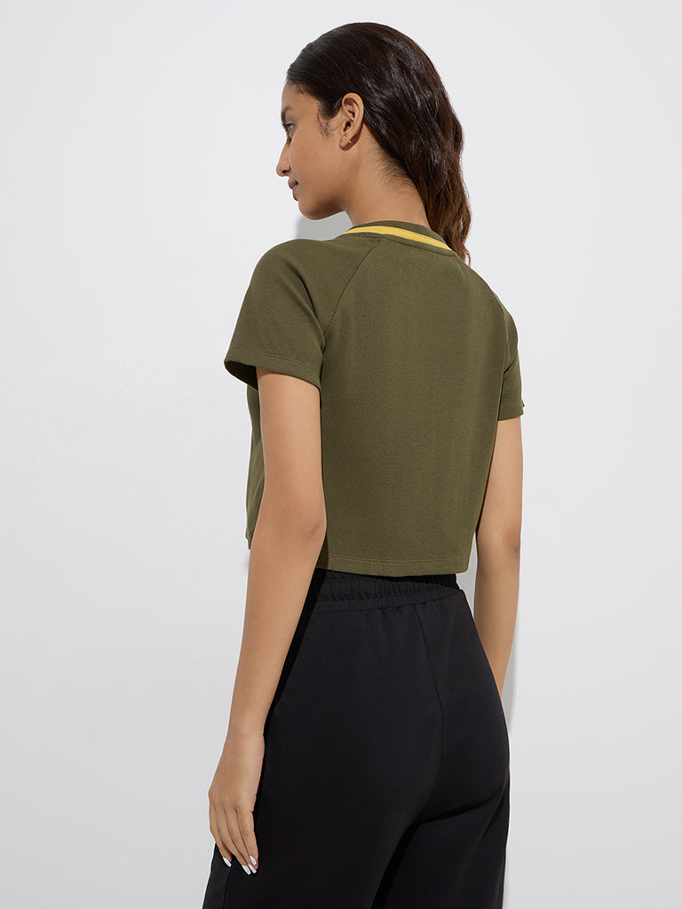 Studiofit Olive Ribbed Cotton-Blend Jacket