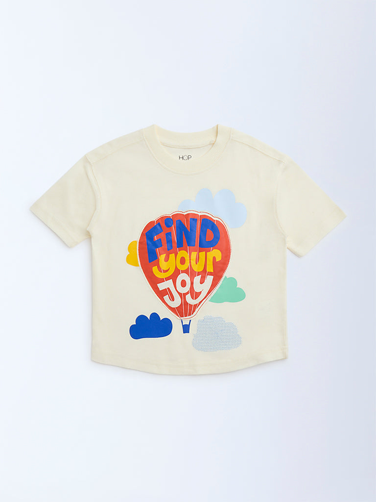 HOP Kids Off-White Printed Cotton T-Shirt