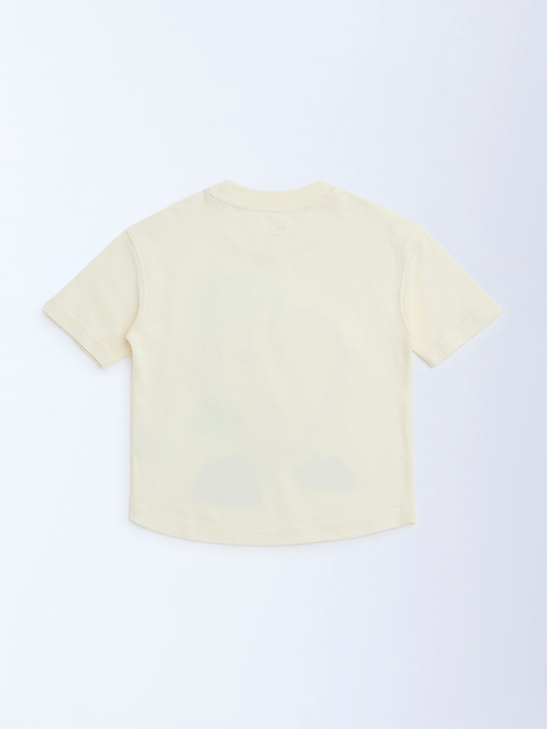 HOP Kids Off-White Printed Cotton T-Shirt
