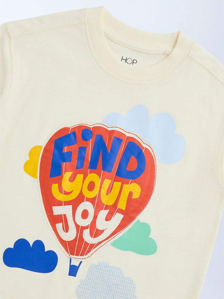 HOP Kids Off-White Printed Cotton T-Shirt