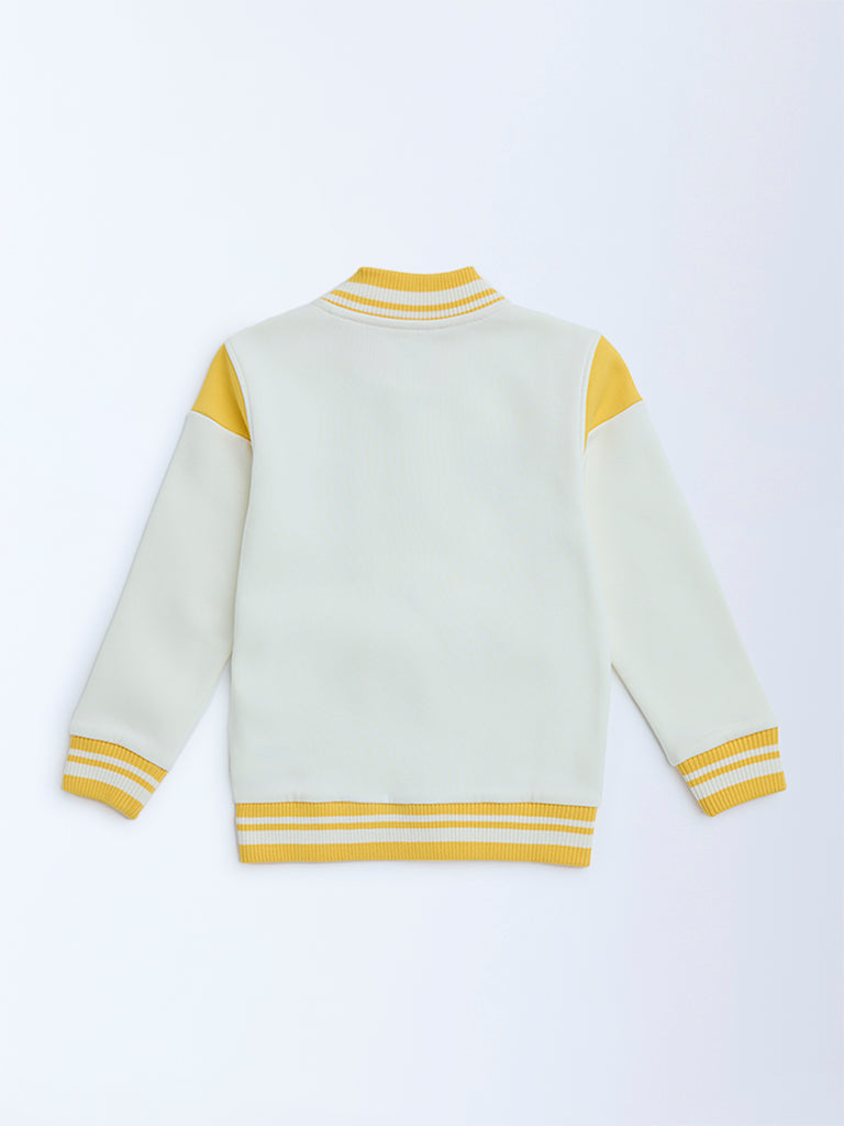 HOP Kids Off-White Embroidered Cotton-Blend Jacket