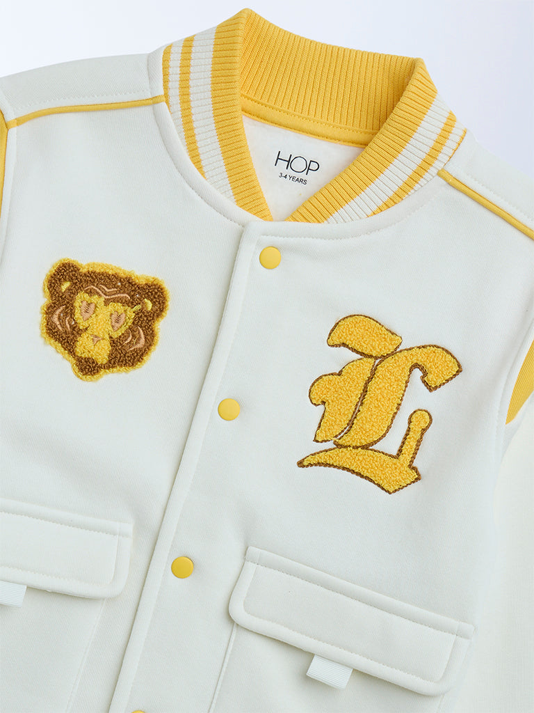 HOP Kids Off-White Embroidered Cotton-Blend Jacket