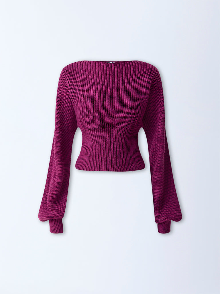 Nuon Magenta Knit-Textured Sweater