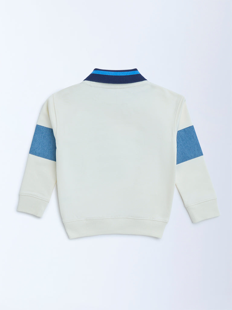 HOP Kids Off-White Text Pattern Cotton Sweatshirt