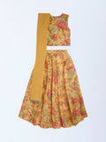 Utsa Kids Yellow Floral Ghagra, Choli and Dupatta Set - (8-14yrs)