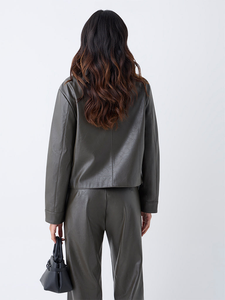 LOV Olive Faux Leather Jacket