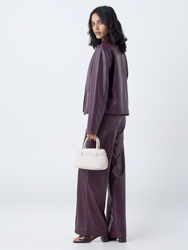 LOV Burgundy Faux Leather Jacket