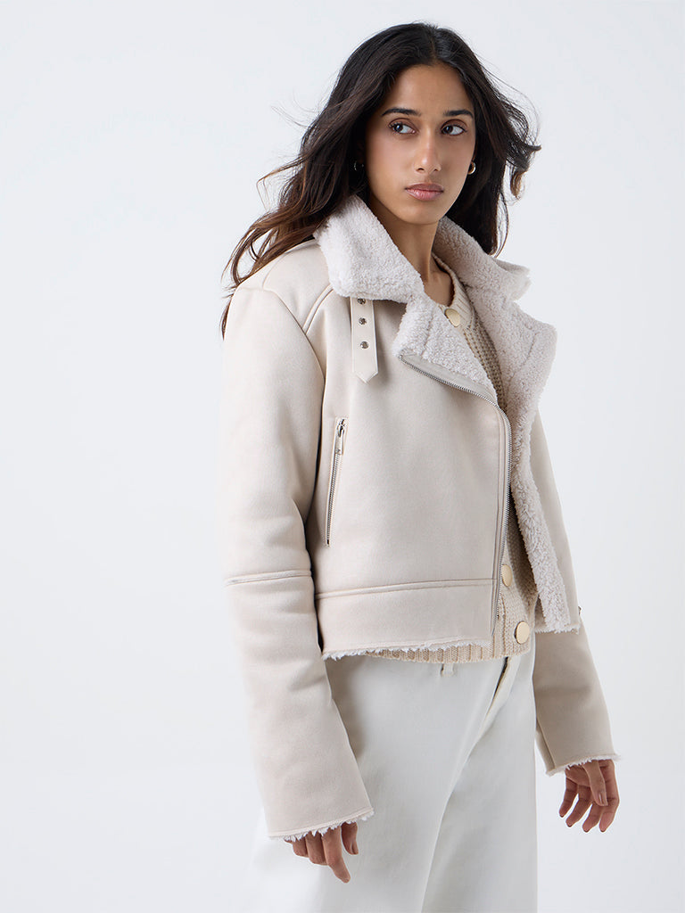 LOV Off-White Solid Jacket