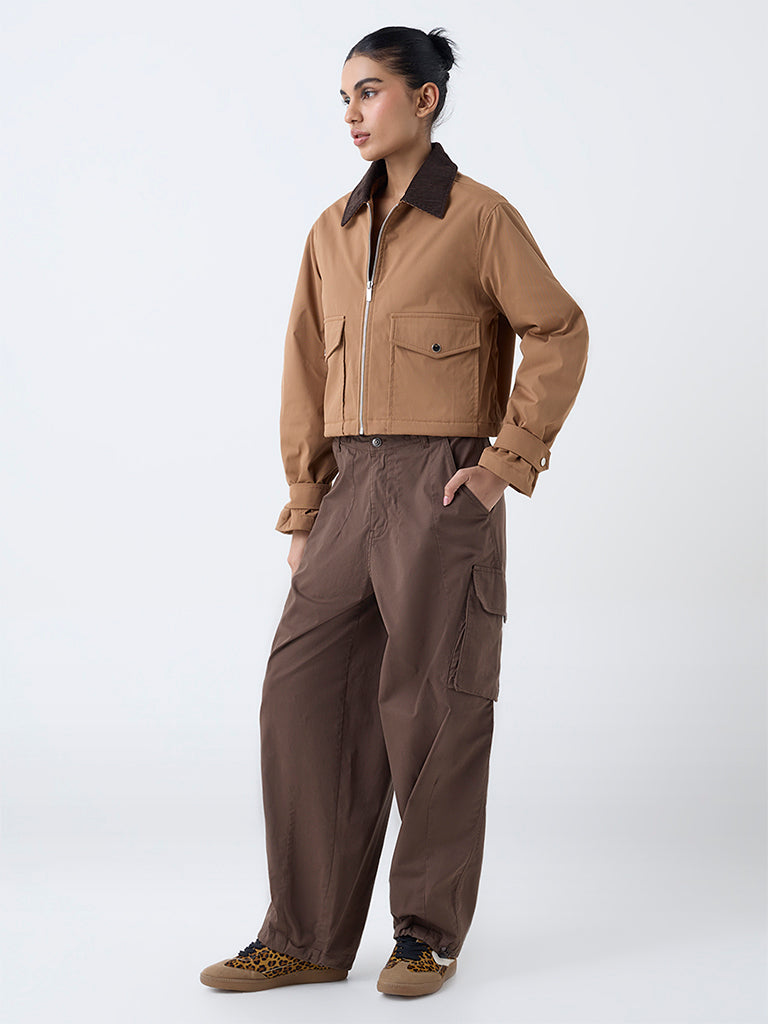 Nuon Light Brown Solid Jacket