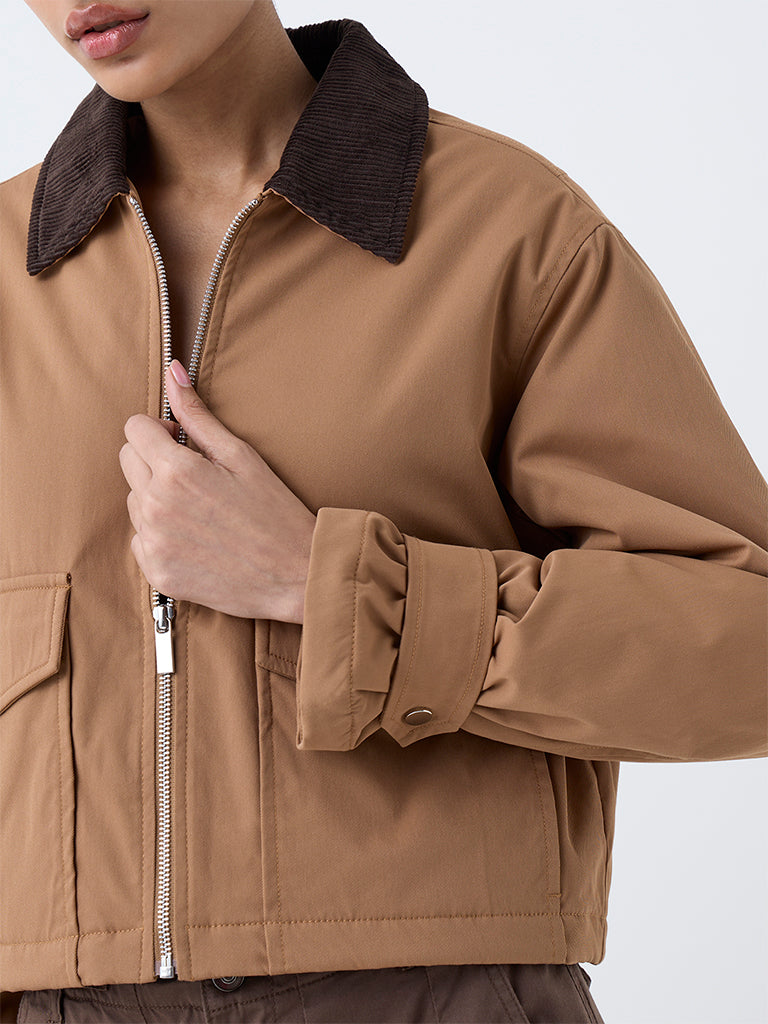Nuon Light Brown Solid Jacket