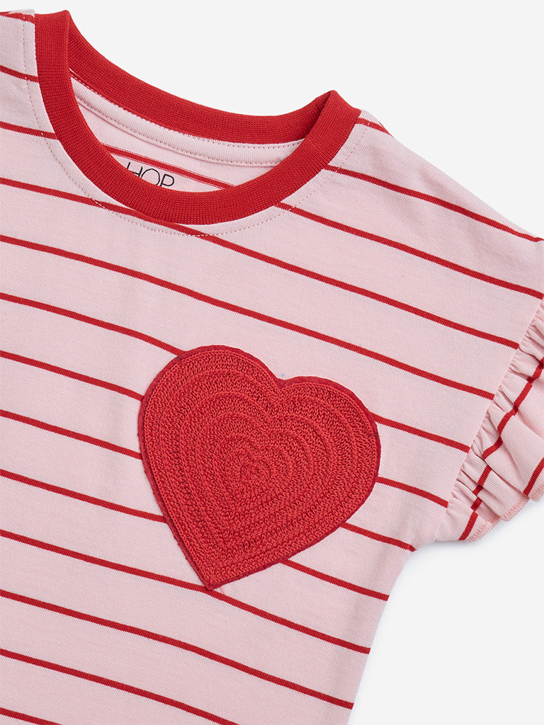 HOP Kids Pink Striped Cotton Top