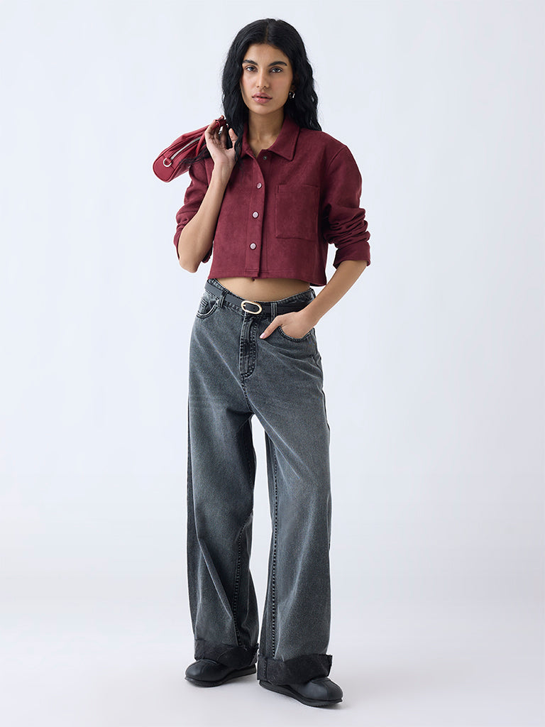 Nuon Maroon Solid Jacket