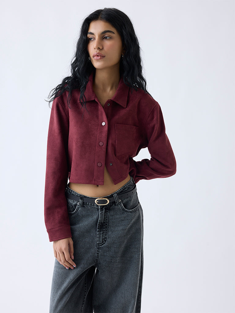 Nuon Maroon Solid Jacket