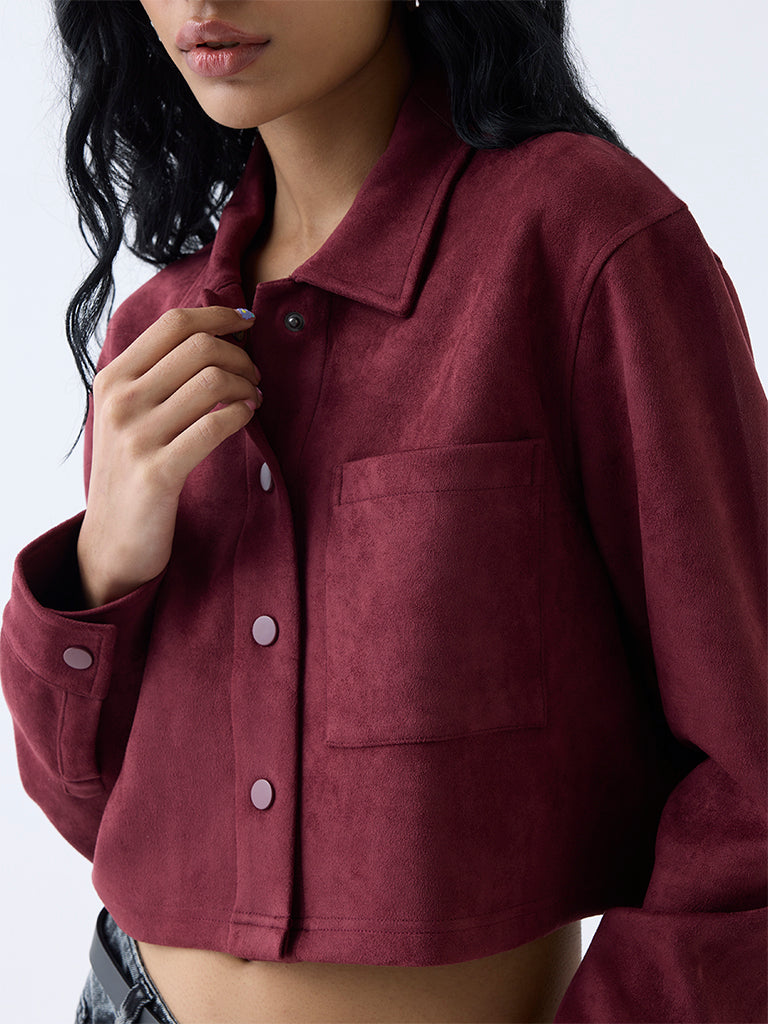 Nuon Maroon Solid Jacket