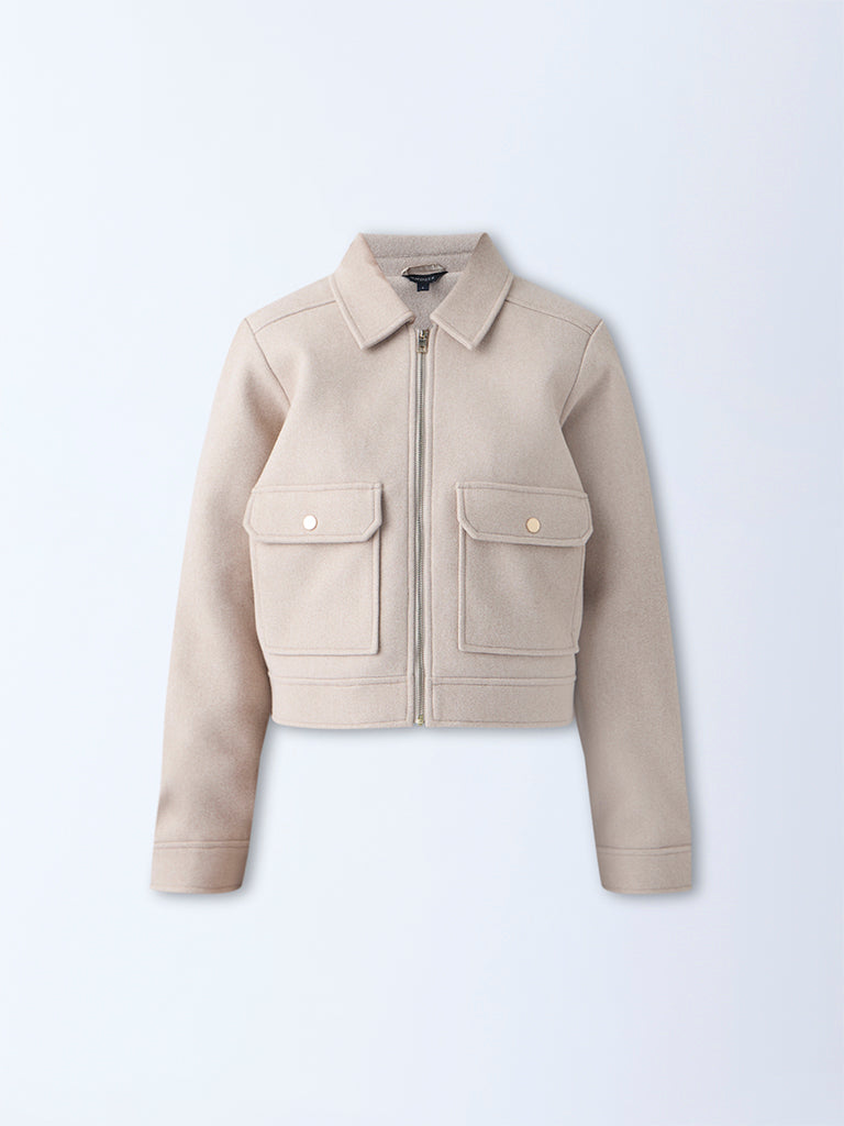 Wardrobe Beige Faux Suede Jacket