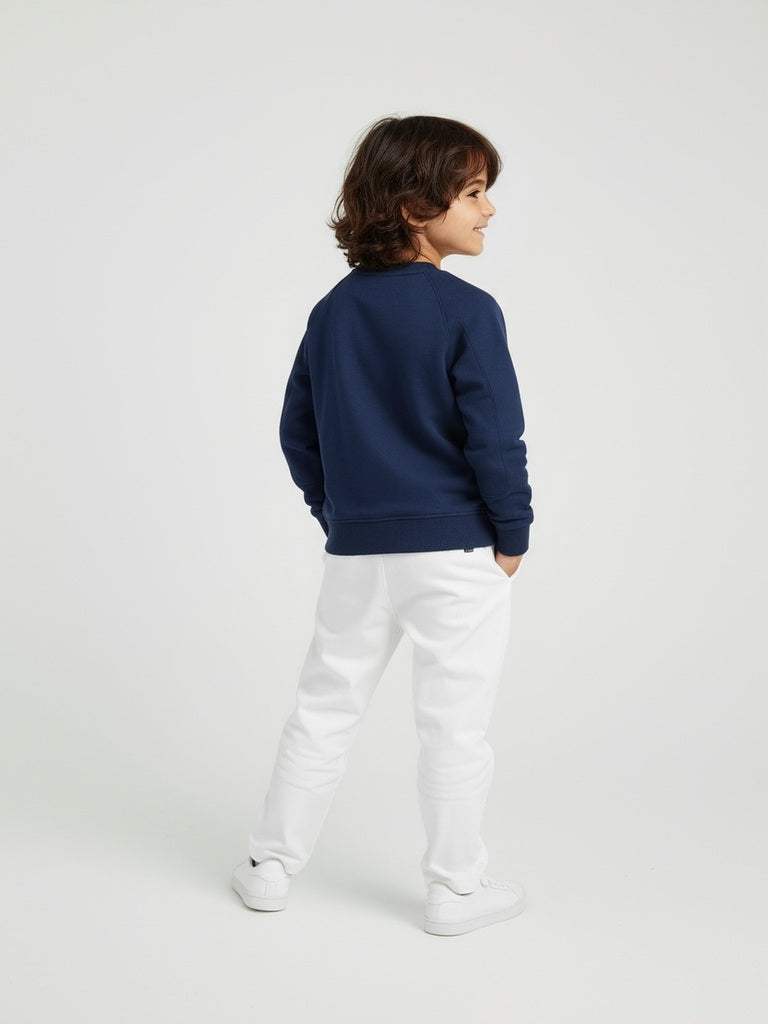 HOP Kids Navy Text Detailed Cotton Sweatshirt