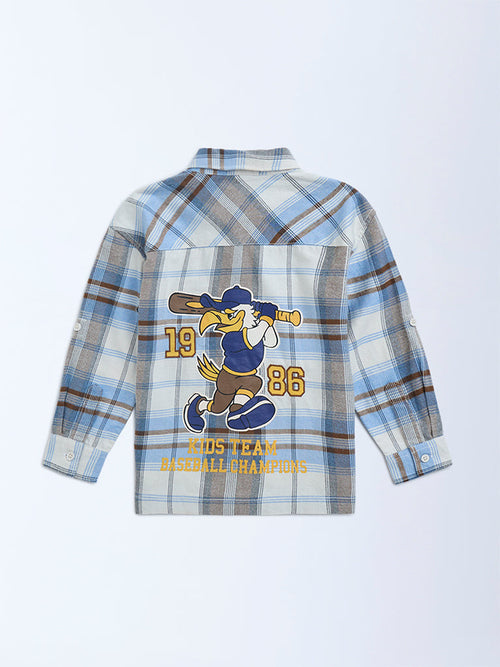 HOP Kids Blue Checkered Cotton Shirt