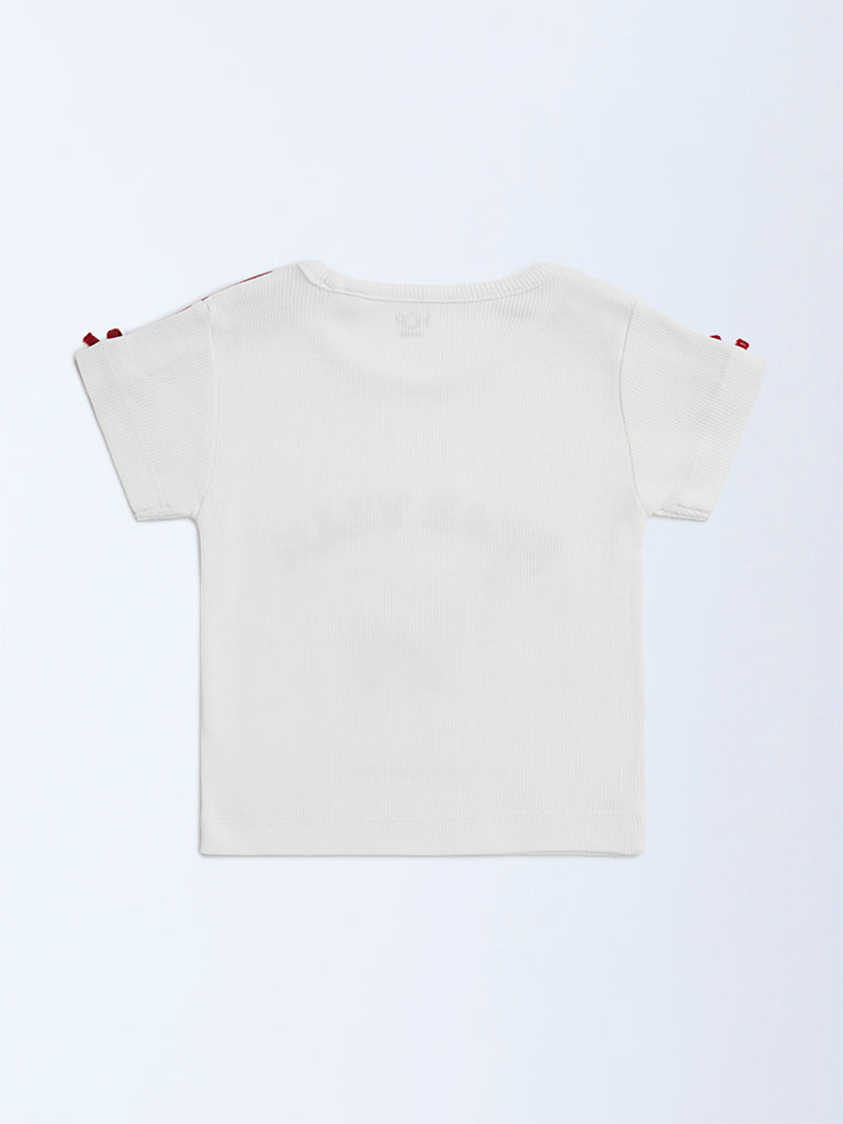 HOP Kids White Printed Cotton T-Shirt