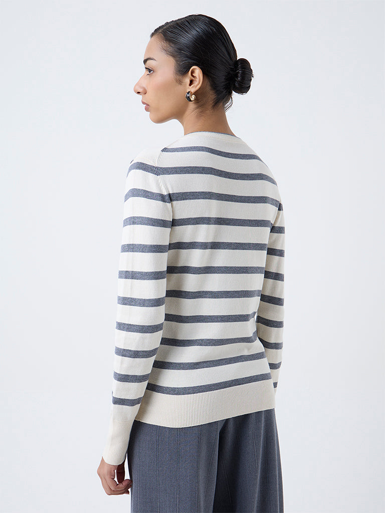 Wardrobe Cream Striped Cardigan