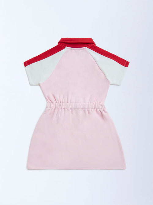 HOP Kids Light Pink Cotton-Blend T-Shirt Dress