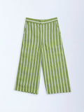 Utsa Kids Green Stripe Printed Cotton-Blend Ethnic Pants - (2-8yrs)