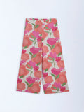 Utsa Kids Pink Foliage Printed Cotton-Blend Ethnic Pants - (2-8yrs)