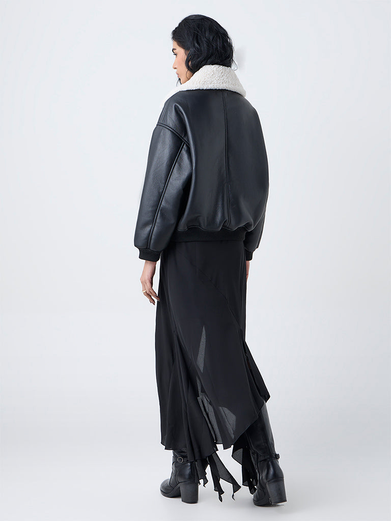 Nuon Black Faux-Leather Jacket